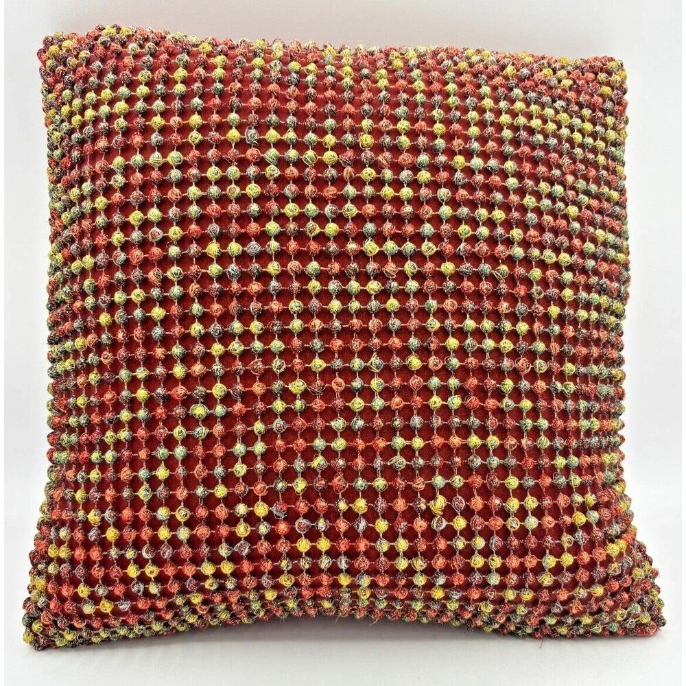 Dransfield &‎ Ross New York French Knot Pillow Silk Velvet Boutique Autumn Spice
